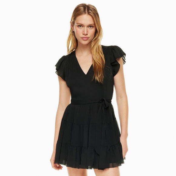 Aritzia Little Moon Sol Tiered Mini black dress size XL New with tag - Picture 1 of 6